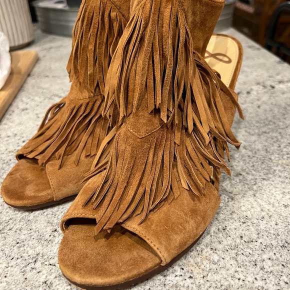 Sam Edelman Elaine Leather Fringe Stocky heel bootie size 10. - Picture 3 of 11